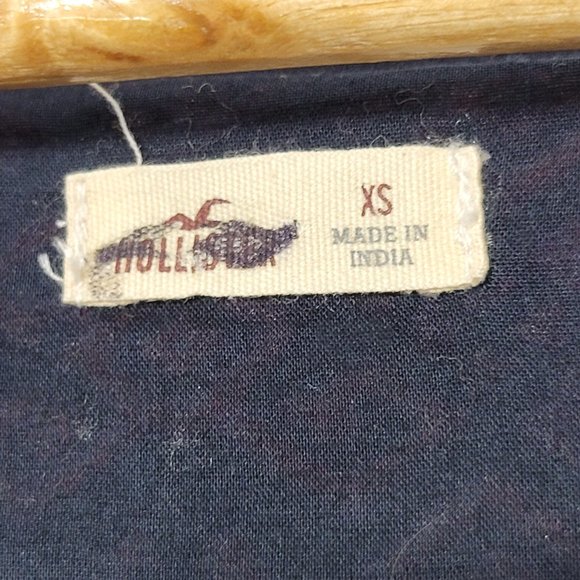 Hollister Geometric Patterned A-Line Mini Dress Long Sleeve Black Pink Boho XS - Picture 2 of 12